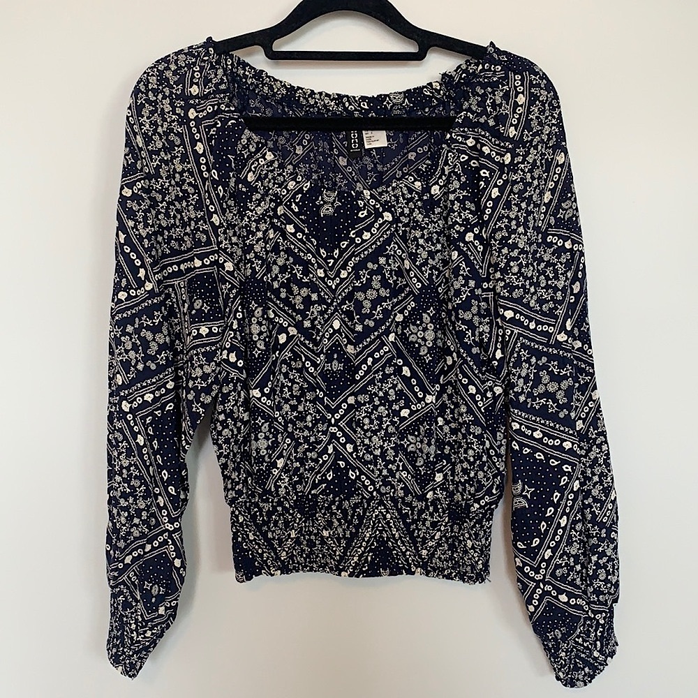 Divided Blue & White Floral Long Sleeve Blouse